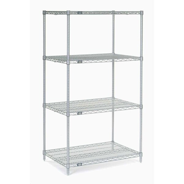 Nexel 5 Tier Silver Epoxy Wire Shelving Starter Unit, 48W x 18D x 63H 18486EP5 - main